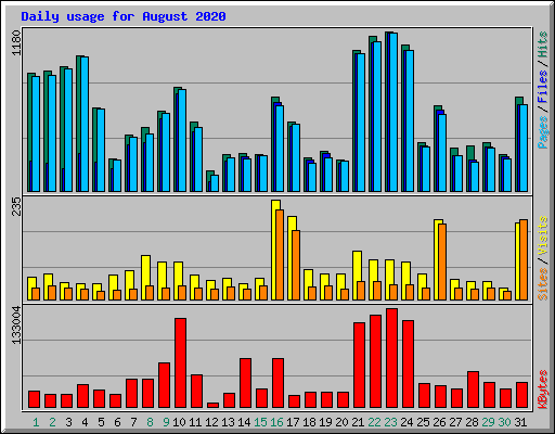 Daily usage for August 2020