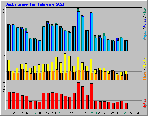 Daily usage for February 2021